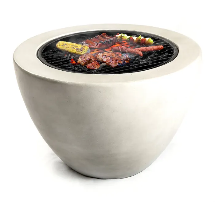Homeology Fireology DIABLO Contemporary Garden Fire Pit Brazier and Barbecue with Concrete Stone-Effect Finish
