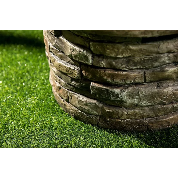 Homeology Fireology SAMUI Khaki Majestic Garden Fire Pit Brazier and Barbecue with Eco-Stone Finish