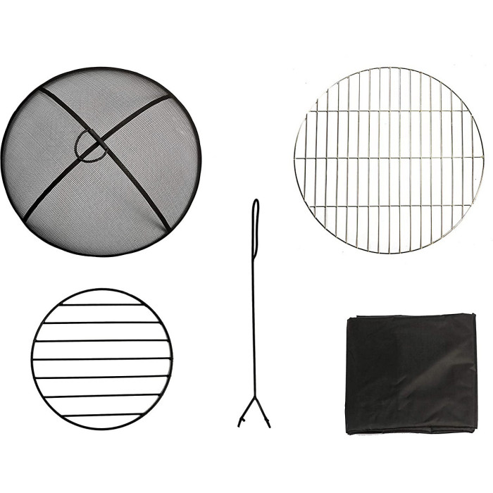 Homeology Fireology SAMUI Khaki Majestic Garden Fire Pit Brazier and Barbecue with Eco-Stone Finish