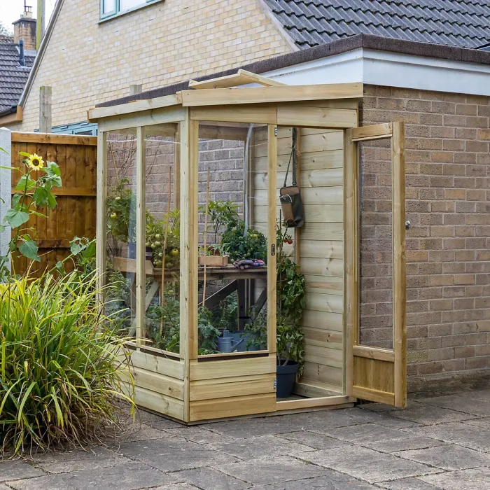 Lean To Green House 4 x 4 Solid Back