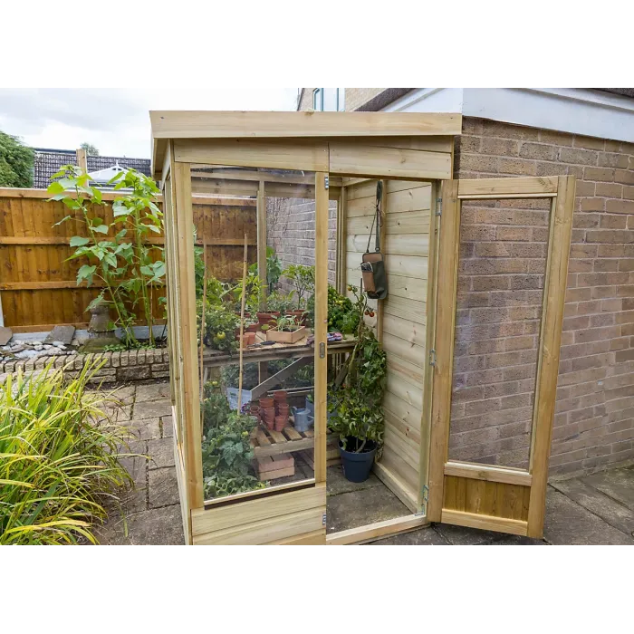 Lean To Green House 4 x 4 Solid Back