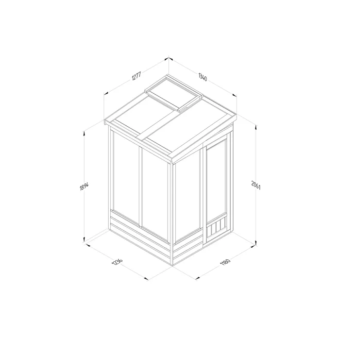 Lean To Green House 4 x 4 Solid Back