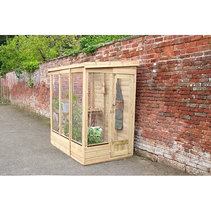 Lean To Green House 4 x 6 Solid Back