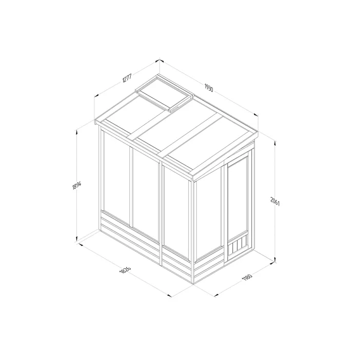 Lean To Green House 4 x 6 Solid Back