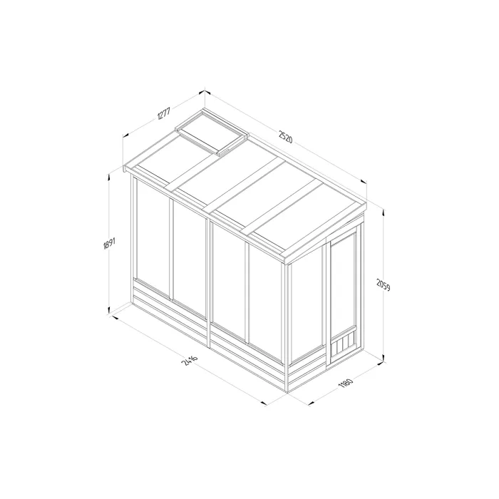 Lean To Green House 4 x 8 Open Back