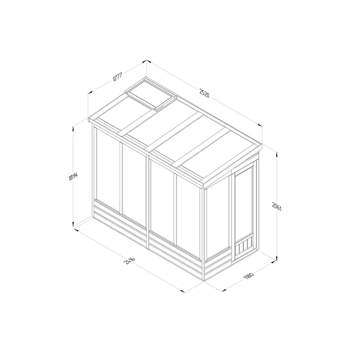 Lean To Green House 4 x 8 Solid Back