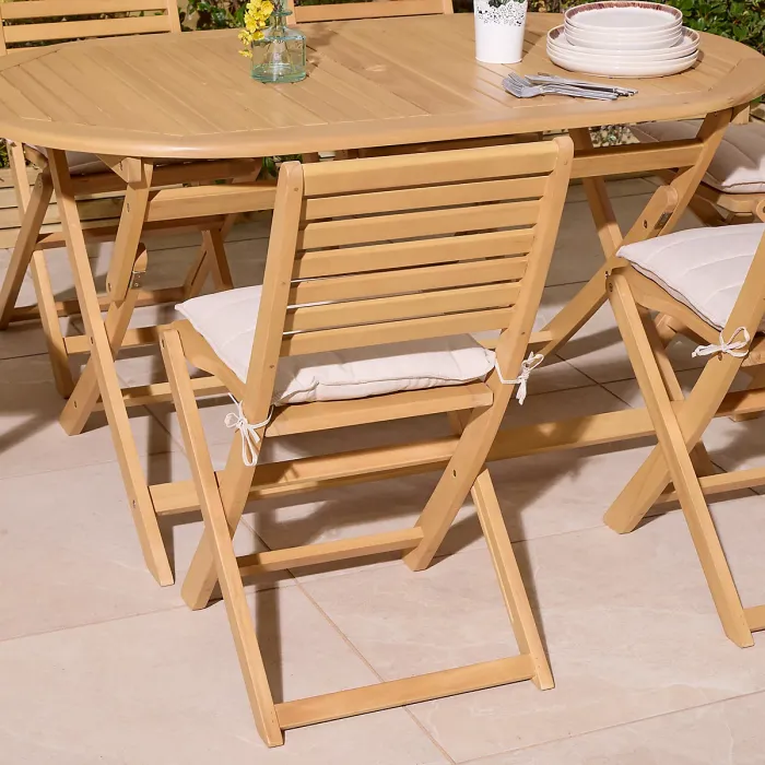 Rowlinson Ashdown Folding 6 Seat Oval Dining Set with Cushions