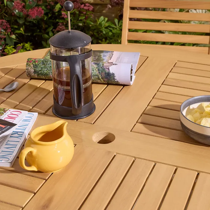 Rowlinson Ashdown Folding 6 Seat Round Dining Set with Cushions