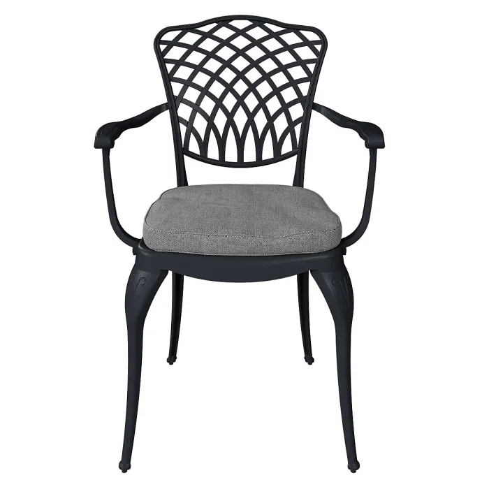 Charles Bentley Cast Aluminium Table and 4 Chairs Set Black Outdoor Dining Table