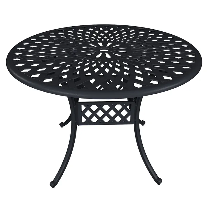 Charles Bentley Cast Aluminium Table and 4 Chairs Set Black Outdoor Dining Table
