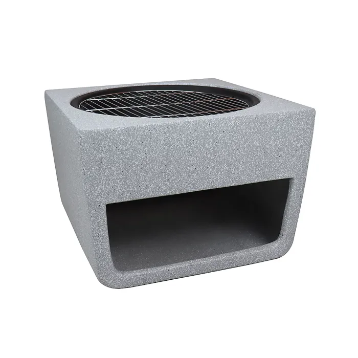 52cm Square Magnesia Fire Pit with Mesh Cover Cooking Grill