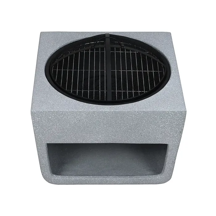 52cm Square Magnesia Fire Pit with Mesh Cover Cooking Grill