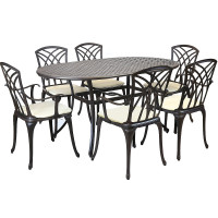 Metal Cast Aluminium 7 Piece Garden Furniture Table Patio Set With Cushions
