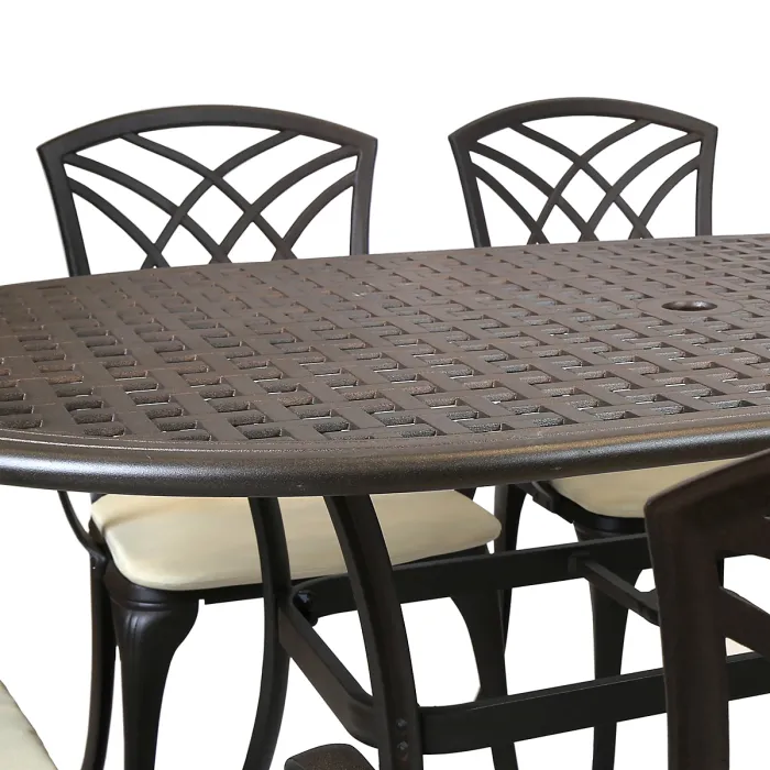 Metal Cast Aluminium 7 Piece Garden Furniture Table Patio Set With Cushions