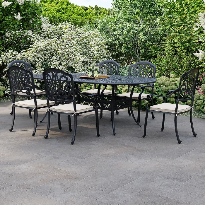 Charles Bentley Premium Furniture Cast Aluminium 7 Piece Outdoor Dining Set
