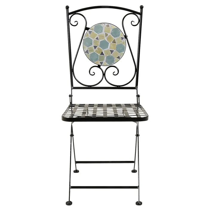Charles Bentley Garden Blue Mosaic 5 Piece Dining Set With Folding Chairs Patio