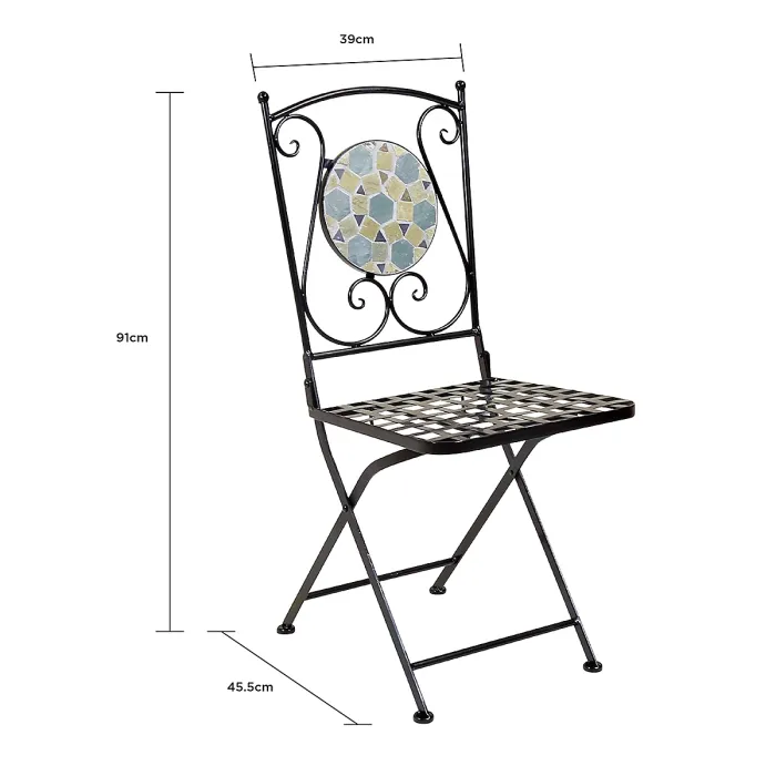 Charles Bentley Garden Blue Mosaic 5 Piece Dining Set With Folding Chairs Patio