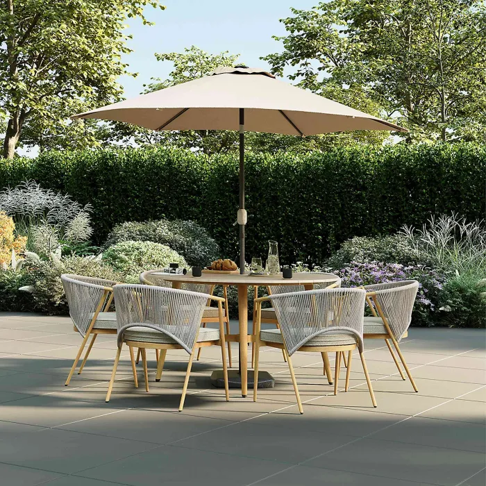 Almada 6 Seater Dining Set Wood Effect Frame