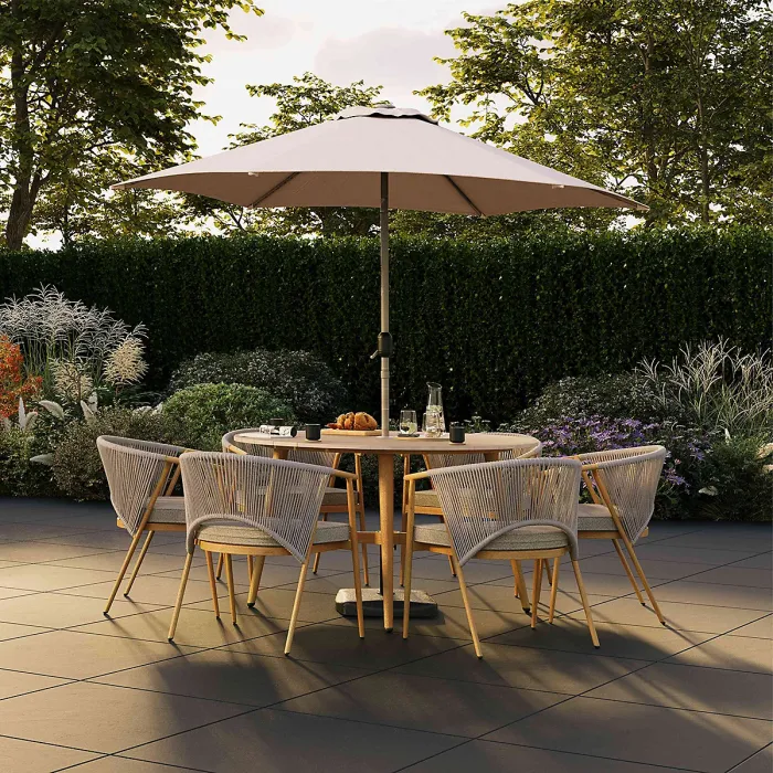 Almada 6 Seater Dining Set Wood Effect Frame