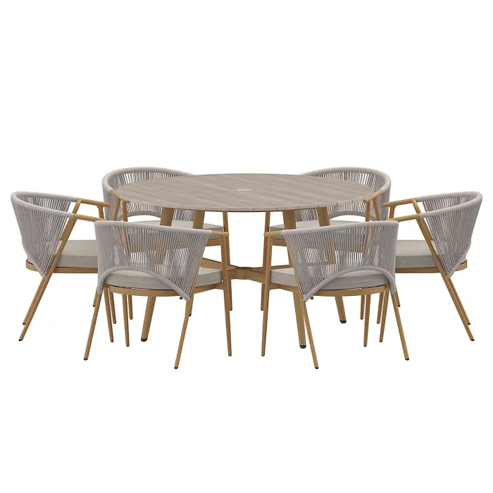 Almada 6 Seater Dining Set Wood Effect Frame