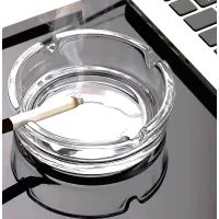 Round Glass Ashtray Cigarette Butt Smoking Ashtray For Home Pub Garden 10.5cm