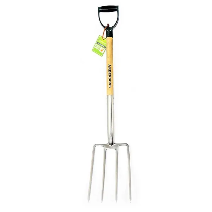 Garden Digging Fork Stainless Steel With Ash wood Shaft