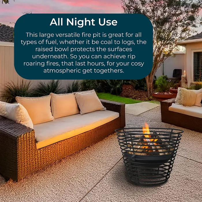 Outdoor Garden Fire Pit Basket Black for Party BBQ Event