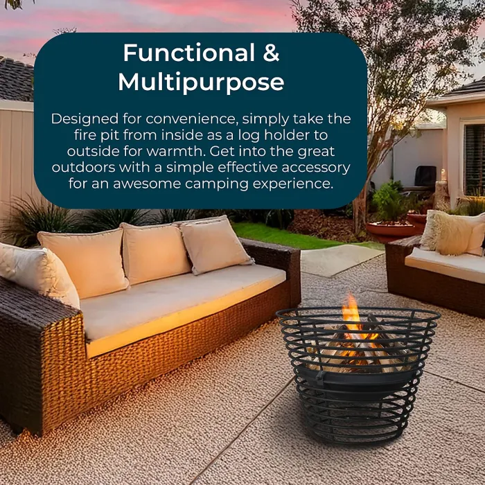 Outdoor Garden Fire Pit Basket Black for Party BBQ Event