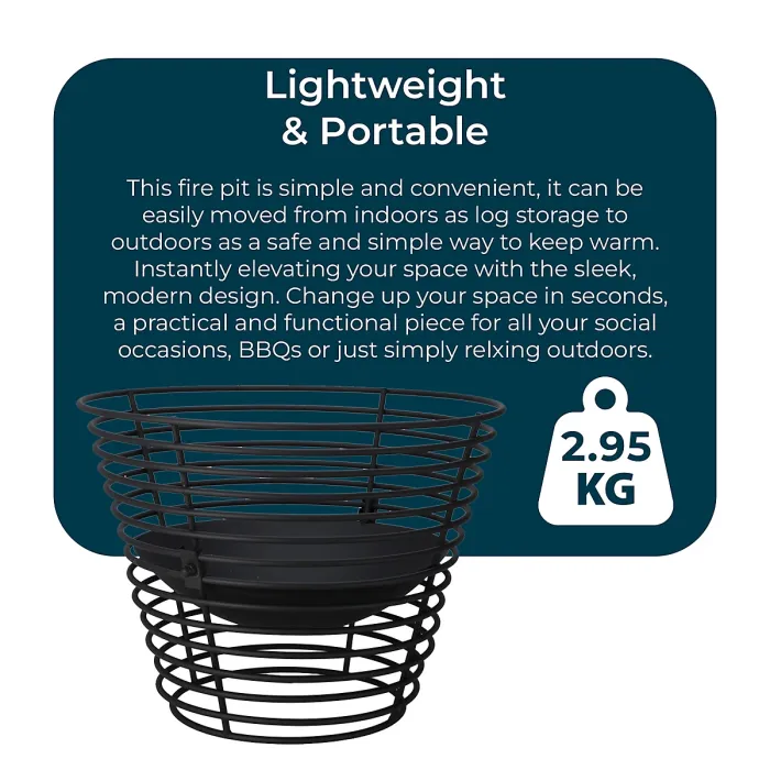 Outdoor Garden Fire Pit Basket Black for Party BBQ Event