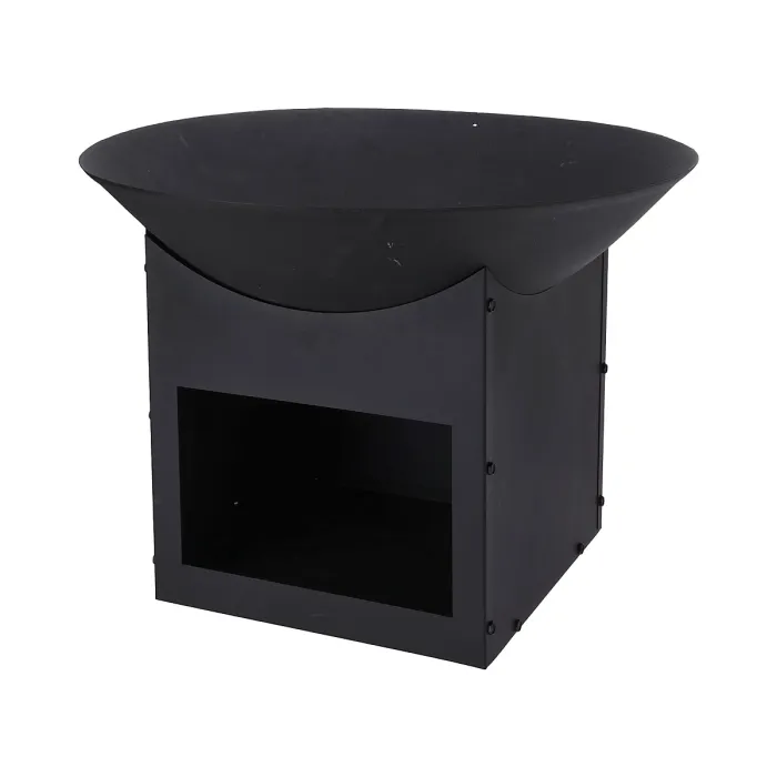 Square Outdoor Modern Garden Fire Pit Bowl on Base Black