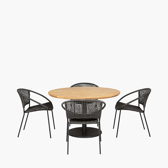 Dakota Black Outdoor 4 Seater Dining Set