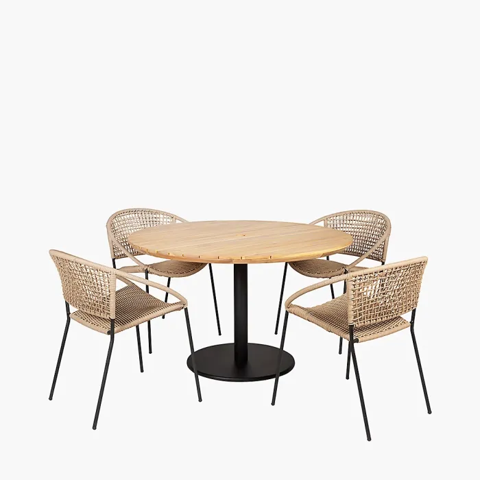 Dakota Natural Wheat Outdoor 4 Seater Dining Set