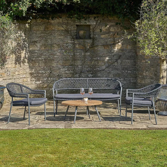 Bazel Black Rope Outdoor 4 Seater Outdoor Set with Table