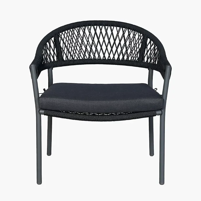 Bazel Black Rope Outdoor 4 Seater Outdoor Set with Table