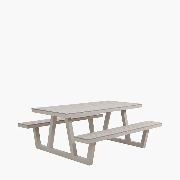 Aruba Picnic Table and Bench Grey Metal Outdoor Bench Set for 4