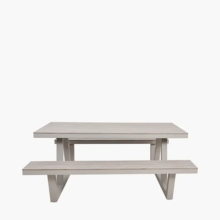 Aruba Picnic Table and Bench Grey Metal Outdoor Bench Set for 4