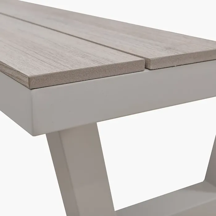 Aruba Picnic Table and Bench Grey Metal Outdoor Bench Set for 4