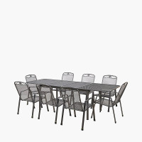Savoy Outdoor Mesh 8 Seater Dining Set Extendable Table and Chairs Garden Furniture