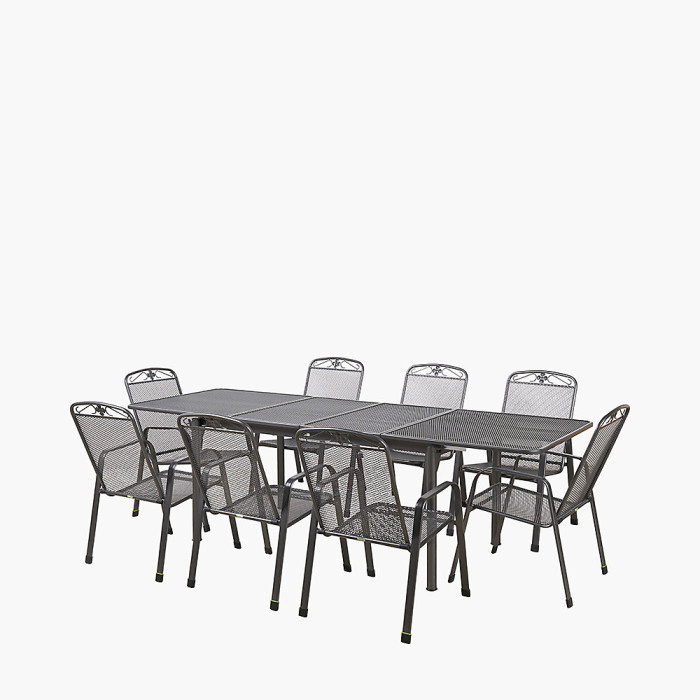 Savoy Outdoor Mesh 8 Seater Dining Set Extendable Table and Chairs Garden Furniture