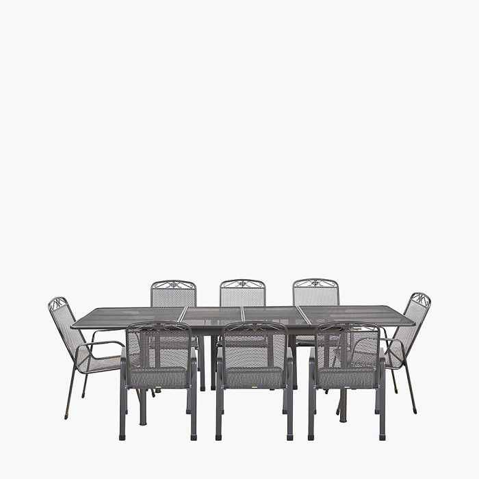 Savoy Outdoor Mesh 8 Seater Dining Set Extendable Table and Chairs Garden Furniture
