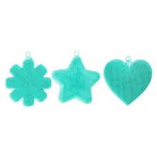 Interiors By Premier Teal Silicone Dish Scrubbers,Non-Stick Cleaning Tool With Bristles,Kitchen Tools With Three Unique Shapes