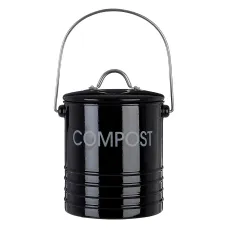 Interiors By Premier Durable Black Compost Bin With Handle, Lightweight Design Compost Bin With Handle, Odour Control Bin