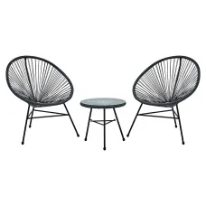 Interiors by Premier Sturdy Grey Rattan 3 Piece Patio Set, Weather Resistant Table And Chairs, Outdoor Round Table and Chairs