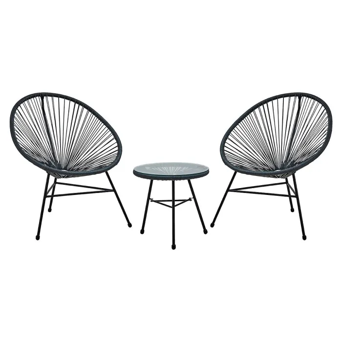 Interiors by Premier Sturdy Grey Rattan 3 Piece Patio Set, Weather Resistant Table And Chairs, Outdoor Round Table and Chairs