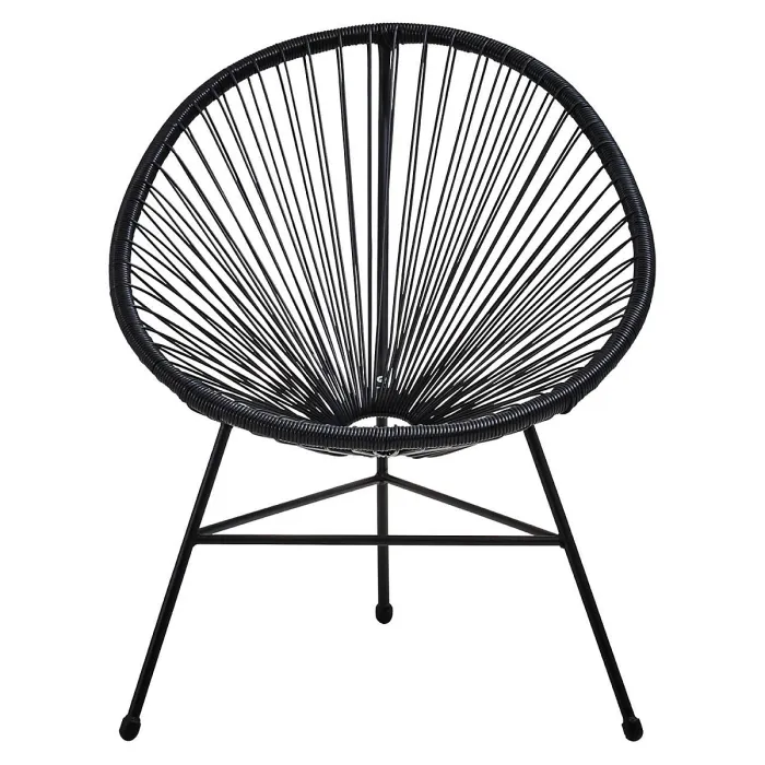 Interiors by Premier Steel Black Rattan 3 Piece Patio Set, Sturdy Table And Chairs, Outdoor Round Table And Chair, Lawn Chair Set