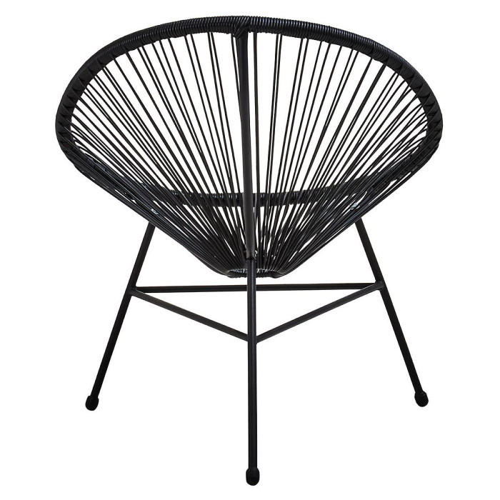 Interiors by Premier Steel Black Rattan 3 Piece Patio Set, Sturdy Table And Chairs, Outdoor Round Table And Chair, Lawn Chair Set