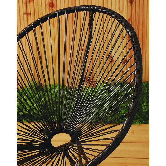 Interiors by Premier Steel Black Rattan 3 Piece Patio Set, Sturdy Table And Chairs, Outdoor Round Table And Chair, Lawn Chair Set