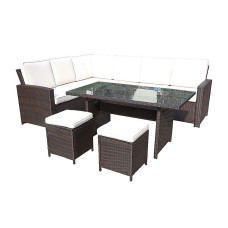 Berlin Eight Seater Corner Dining Set in Brown