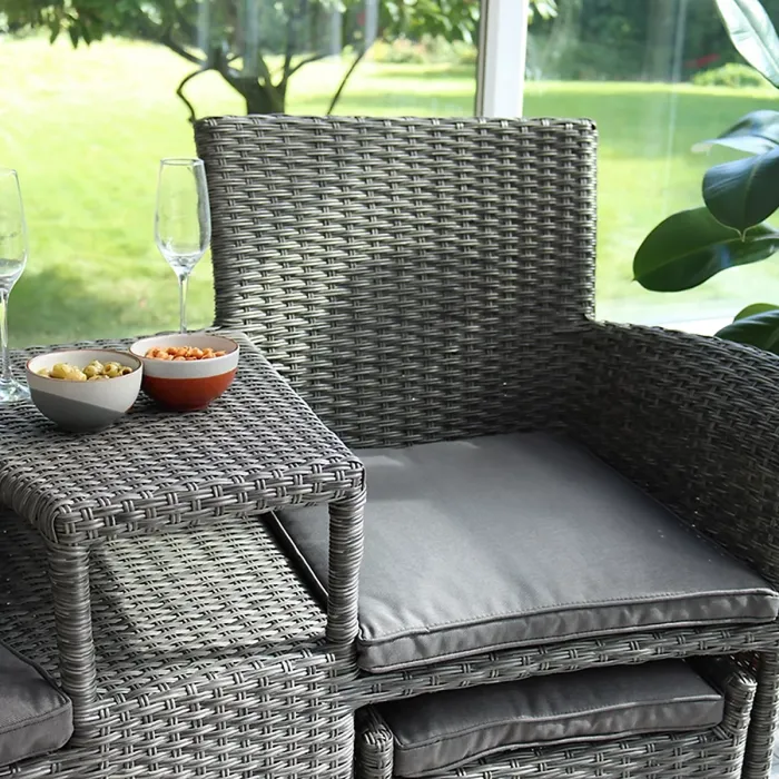 Paris Fixed Companion Set with pull-out footstools incl. Weather Shield Cushions