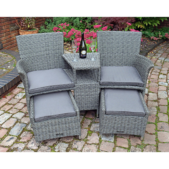 Paris Fixed Companion Set with pull-out footstools incl. Weather Shield Cushions